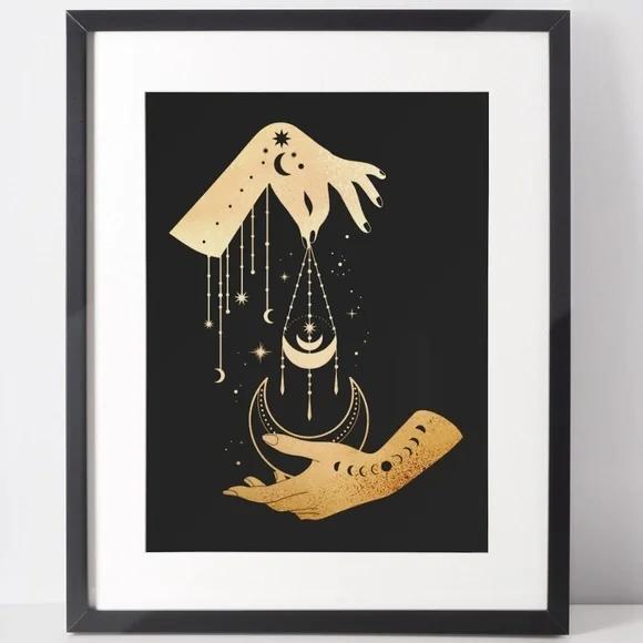 Wall Art Esoteric Celestial Mystic Hands Print Poster Unframed - Picture 1 of 5